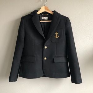 Sale! NEW SAINT LAURENT YSL LOGO ANCHOR EMBROIDERED WOOL BLAZER IN BLACK size 36